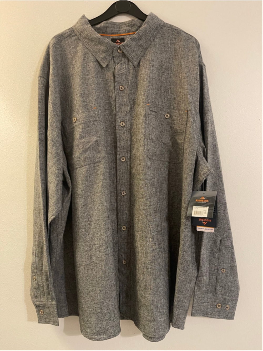 Men's Ridgecut Casual Button Down Shirt Grey 3XL